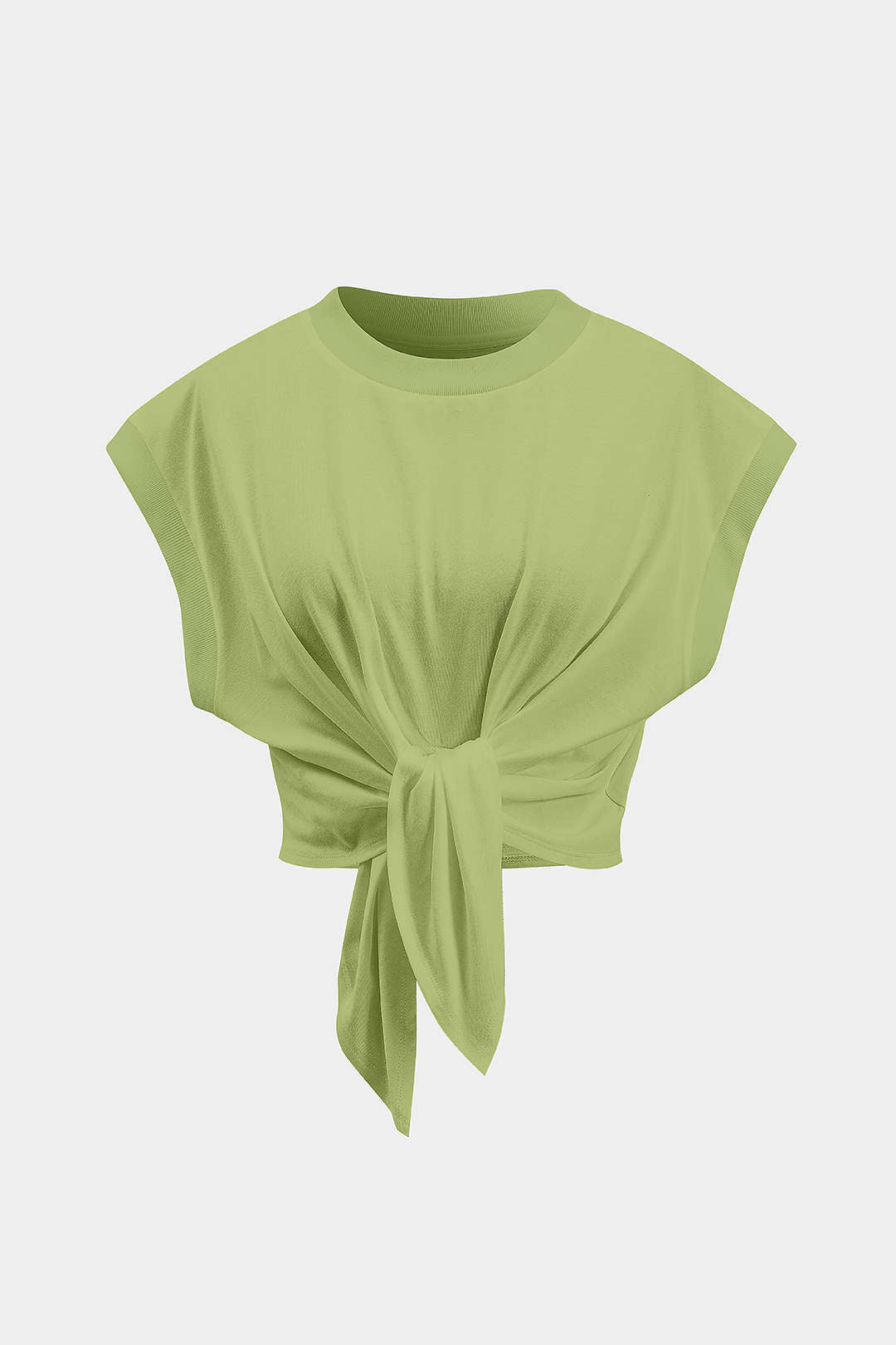 Solid Ruched Tie Front T-Shirt