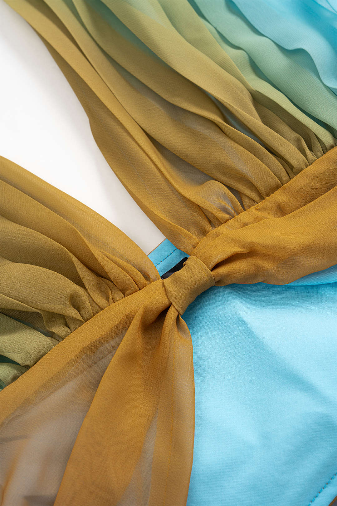 Ombre Print Mesh Ruched Tank Top