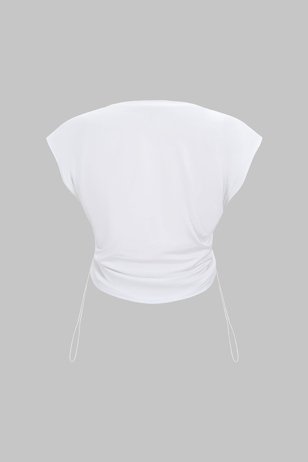 Solid Round Neck Drawstring Sleeveless T-Shirt