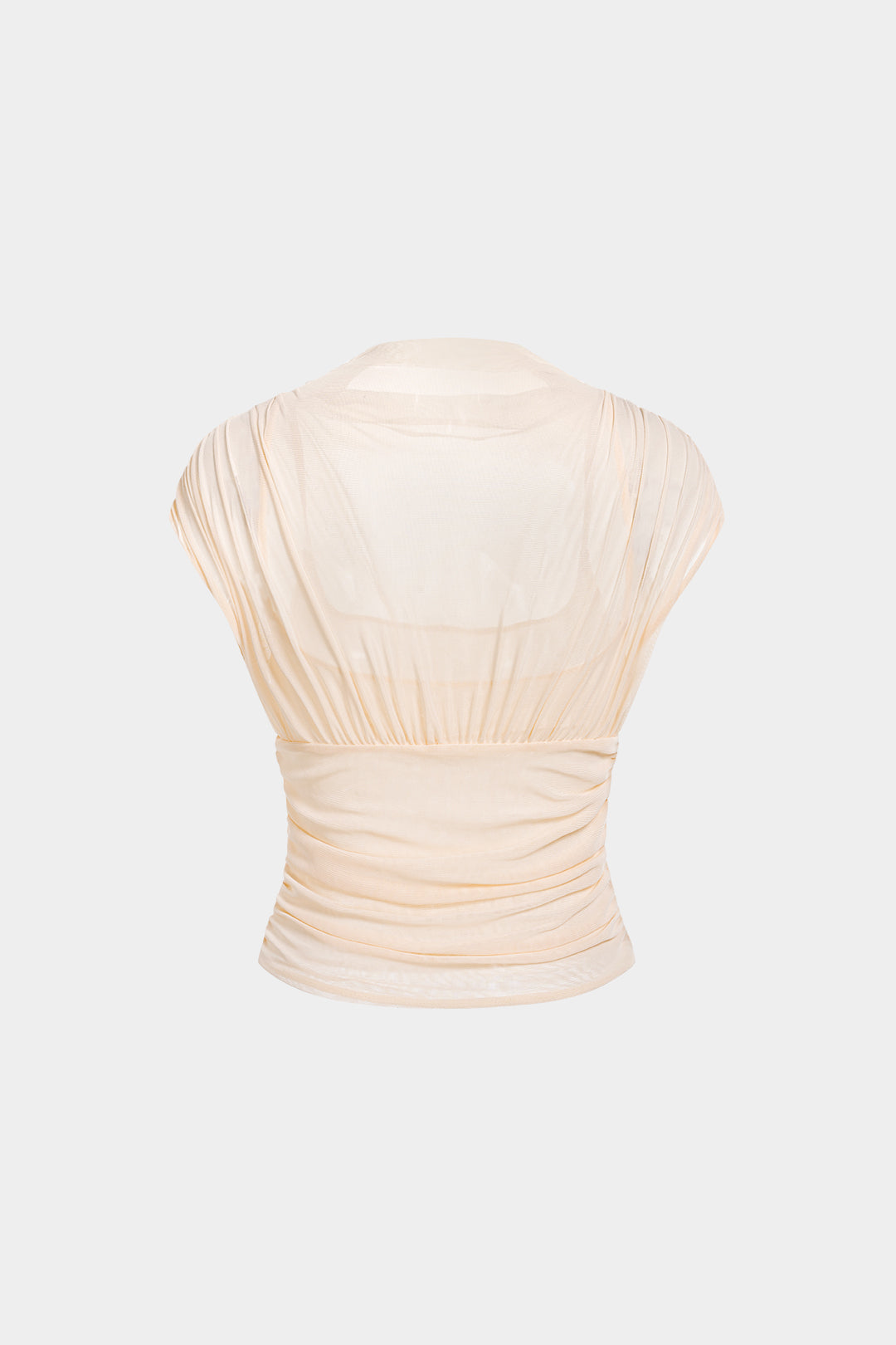 Mesh Draped Neck Short Sleeve T-Shirt