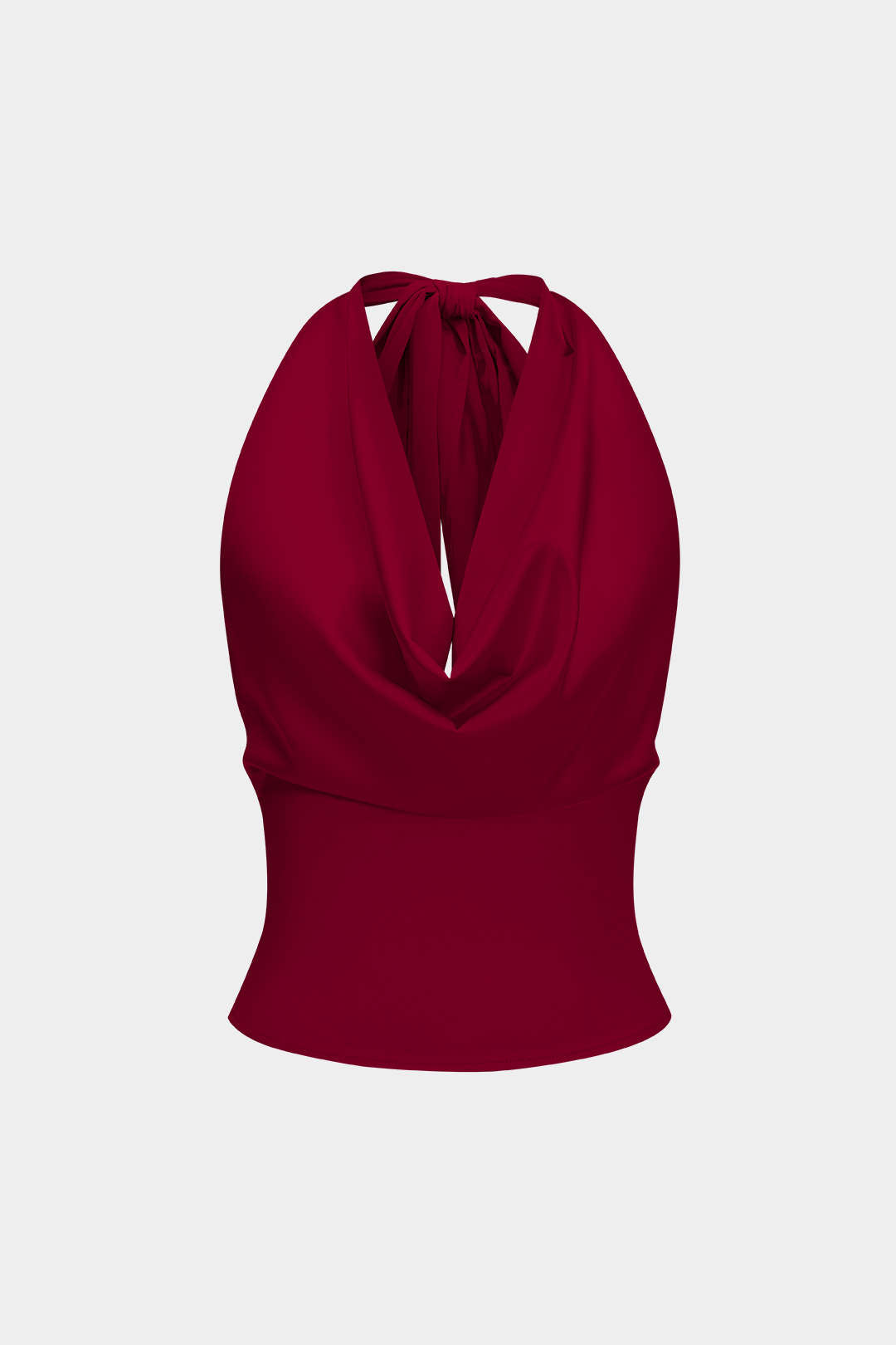 Satin Halter Neck Tie-Up Backless Cowl Neck Tank Top