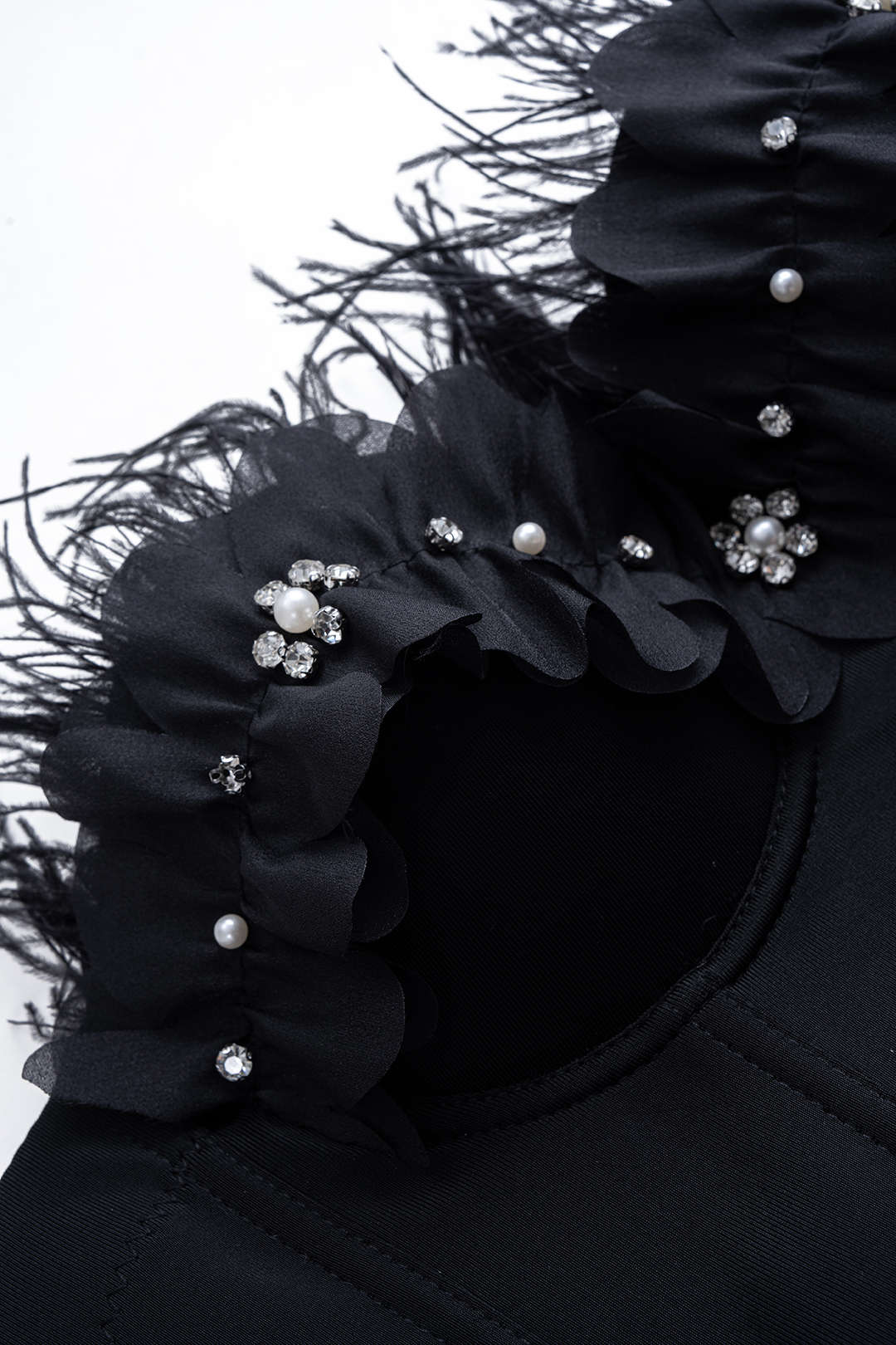 Pearls Rhinestone Decor 3D Flower Buckle Cami Top