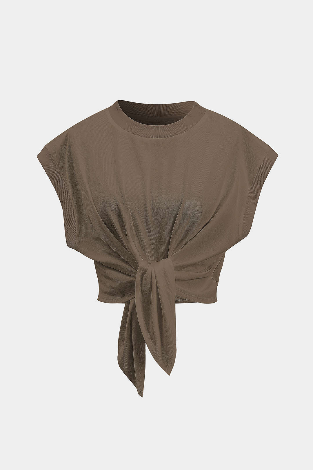 Solid Ruched Tie Front T-Shirt