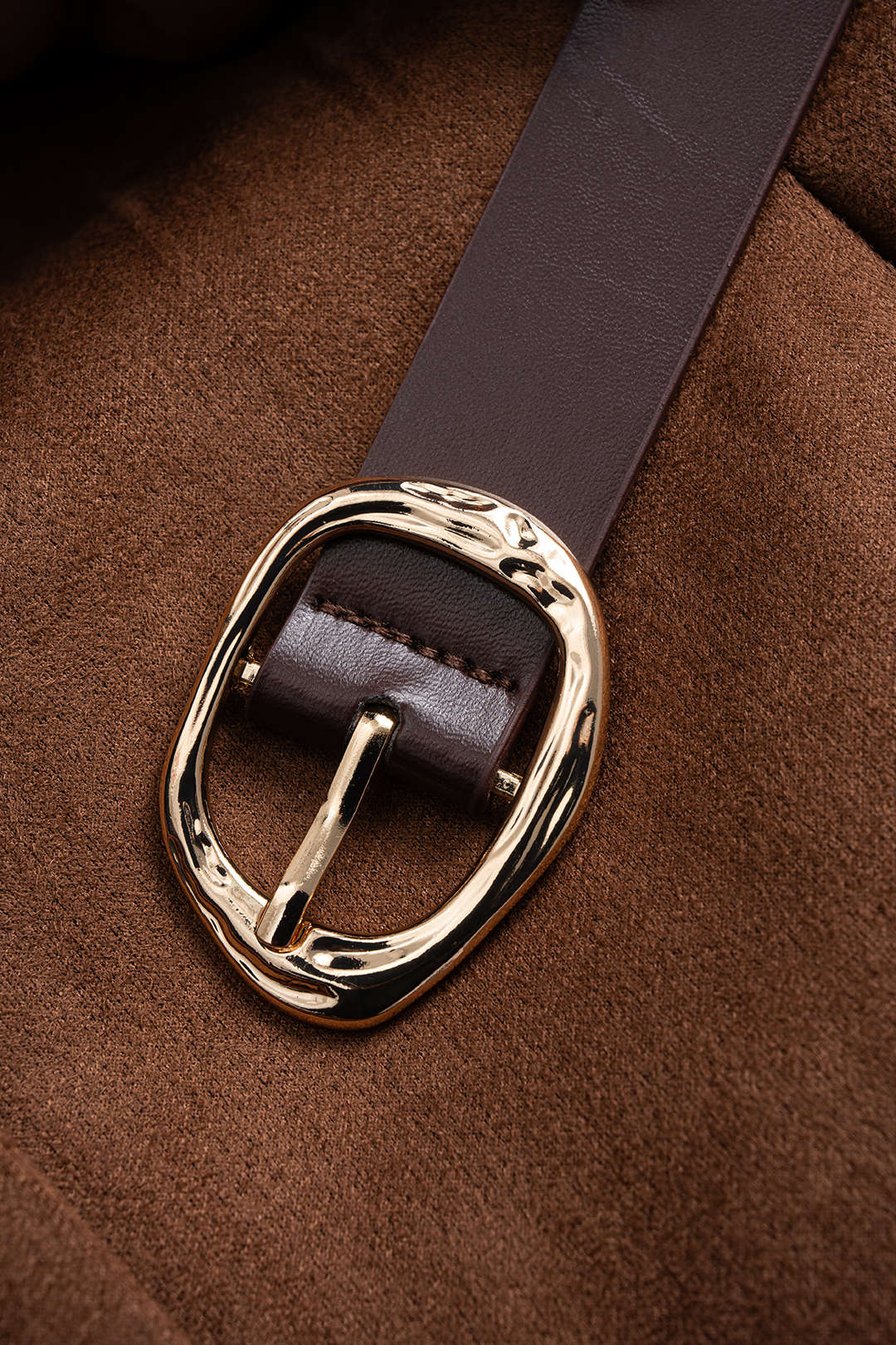 Suede Metallic Button Belted Jacket