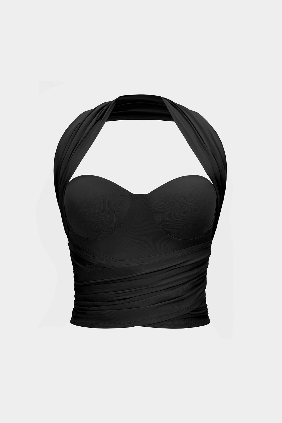 Halter Bustier Crossed Ruched Cami Top