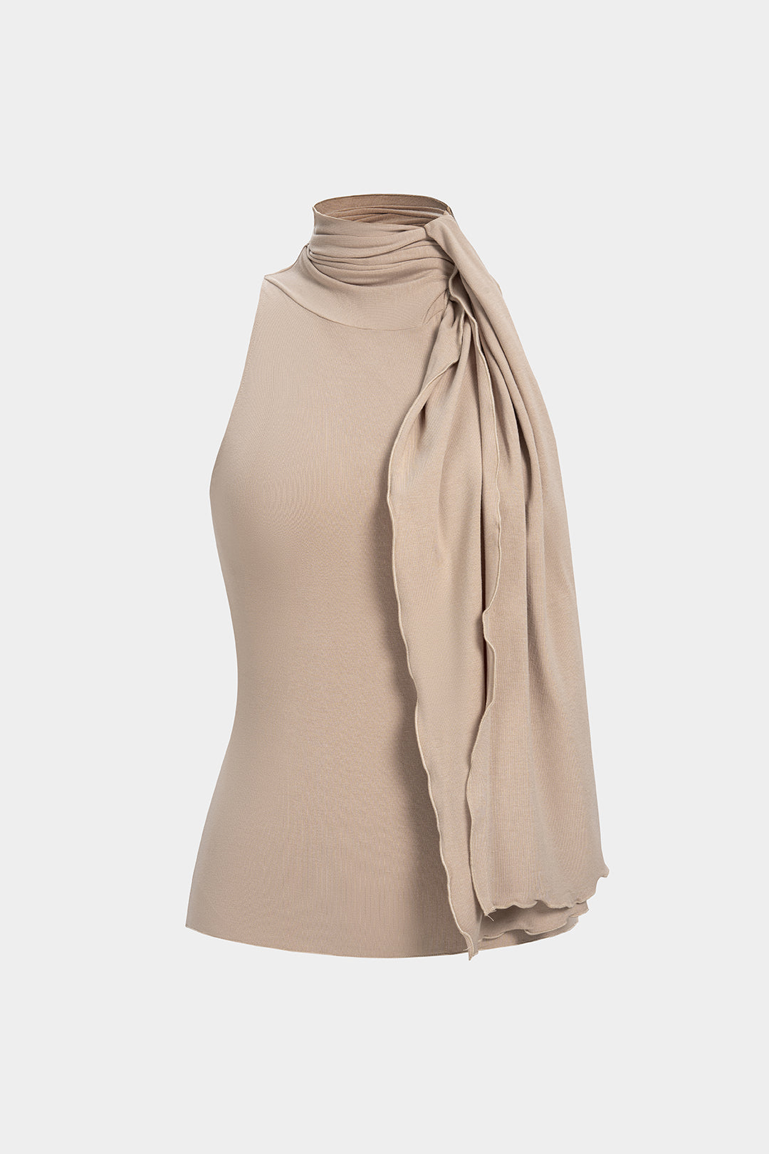 Solid Mock Neck Tie-Up Tank Top