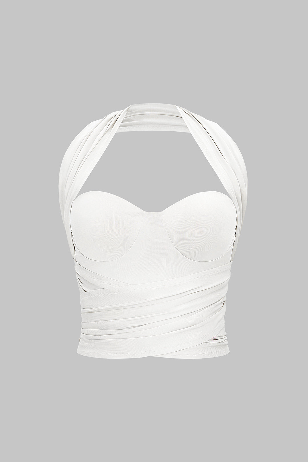 Halter Bustier Crossed Ruched Cami Top