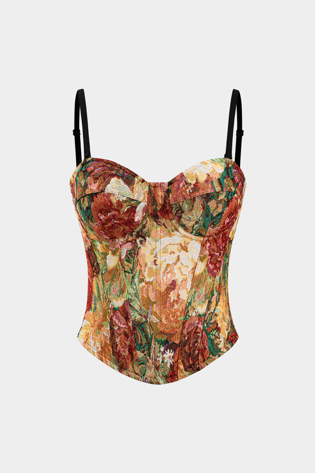 Jacquard Backless Underwire Corset Waist Cami Top