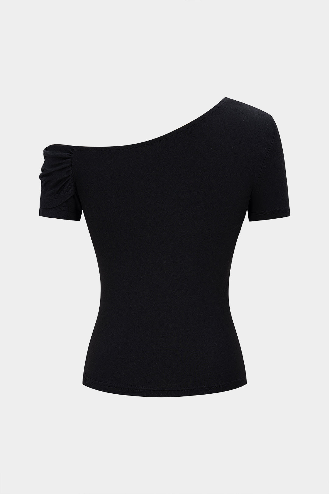 Metallic Decor One Shoulder Asymmetrical Short Sleeve T-Shirt