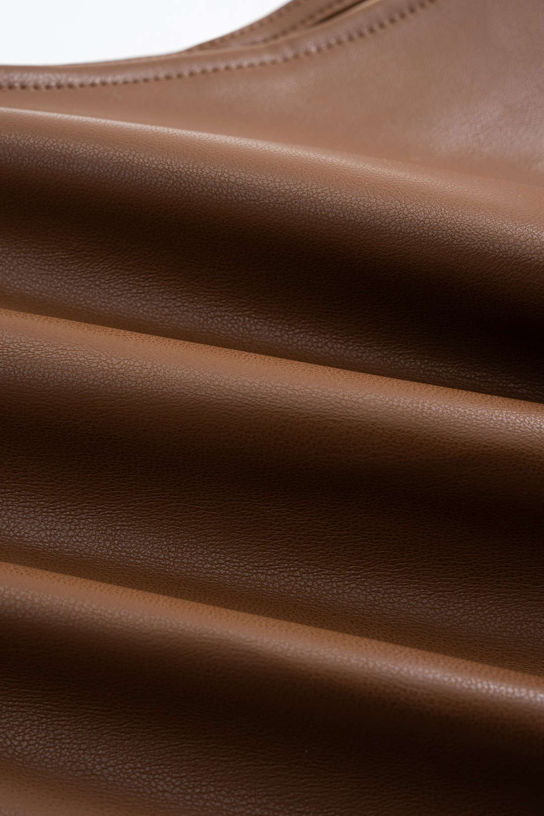 Faux Leather Asymmetrical Shoulder Ruched T-Shirt