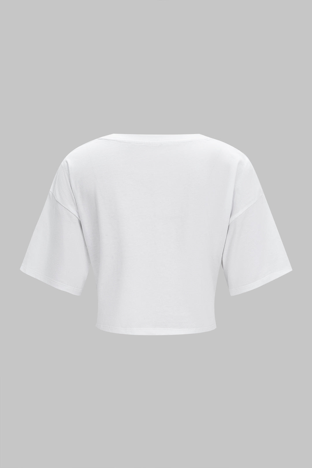 Letter Print Round Neck Tie-Up Short Sleeve T-Shirt