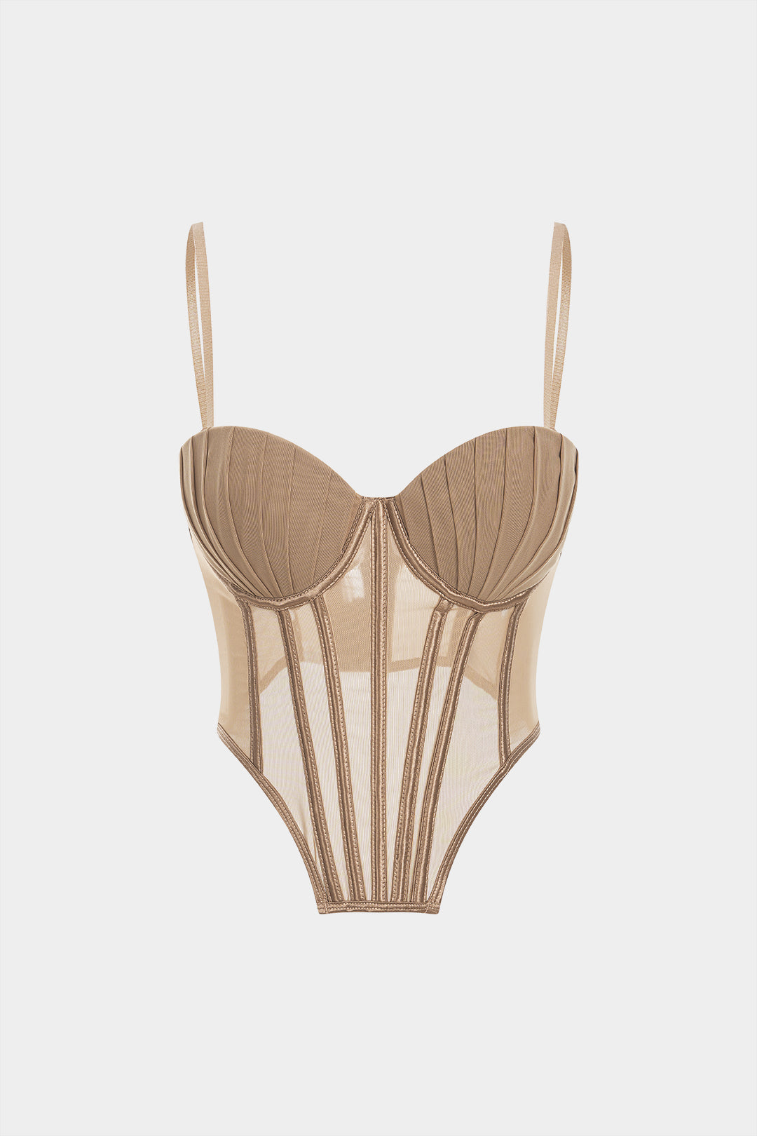 Mesh Patchwork Corset Cami Top