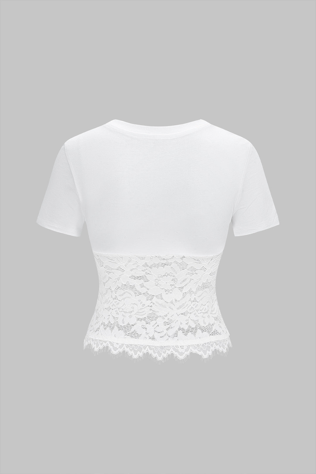Lace Patchwork Round Sleeve Short Sleeve T-Shirt