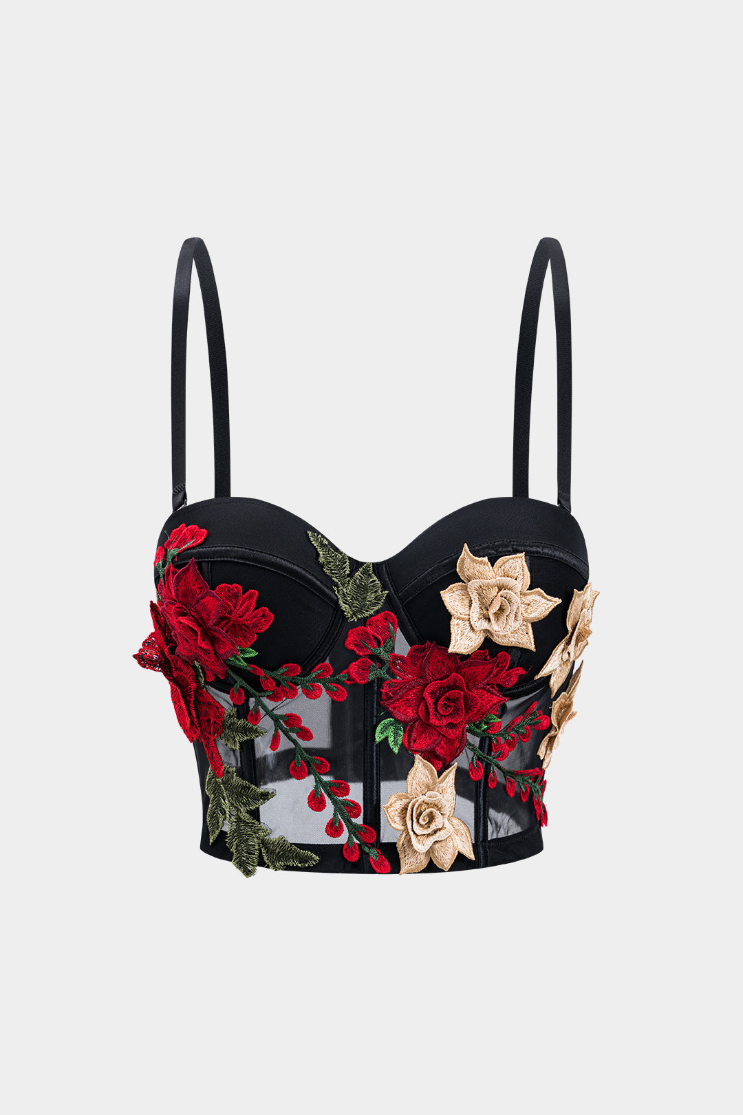 Mesh Sheer Slip Appliques Bustier Cami Top