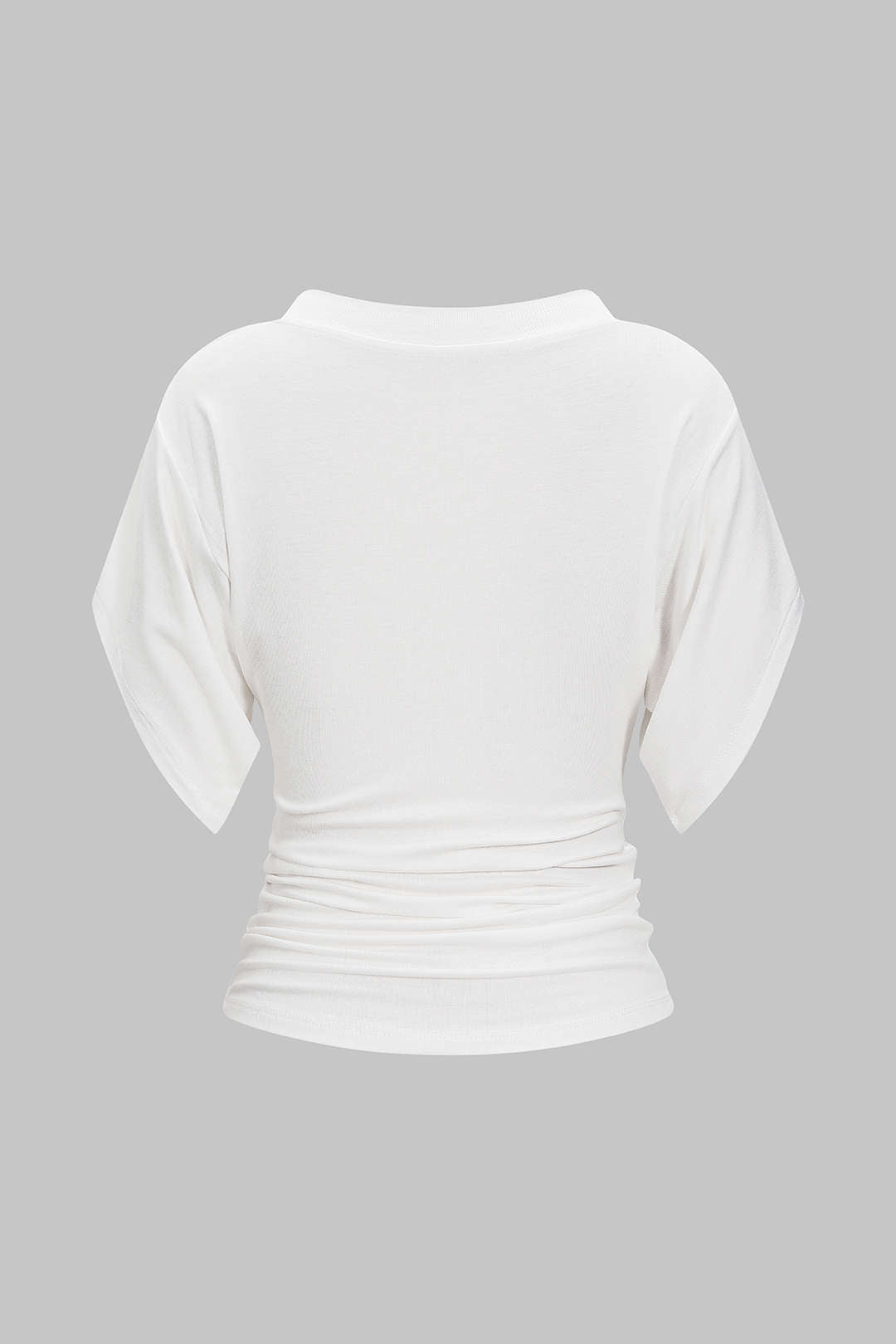 V-Neck Waist-Cinching Ruched T-Shirt