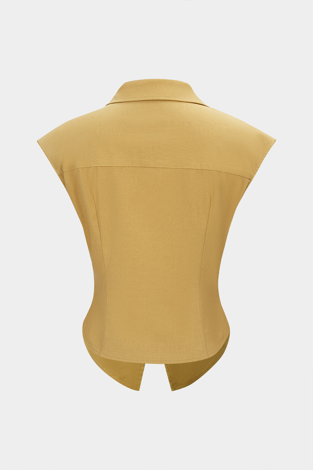 Linen Lapel Cut Out Button Tank Top