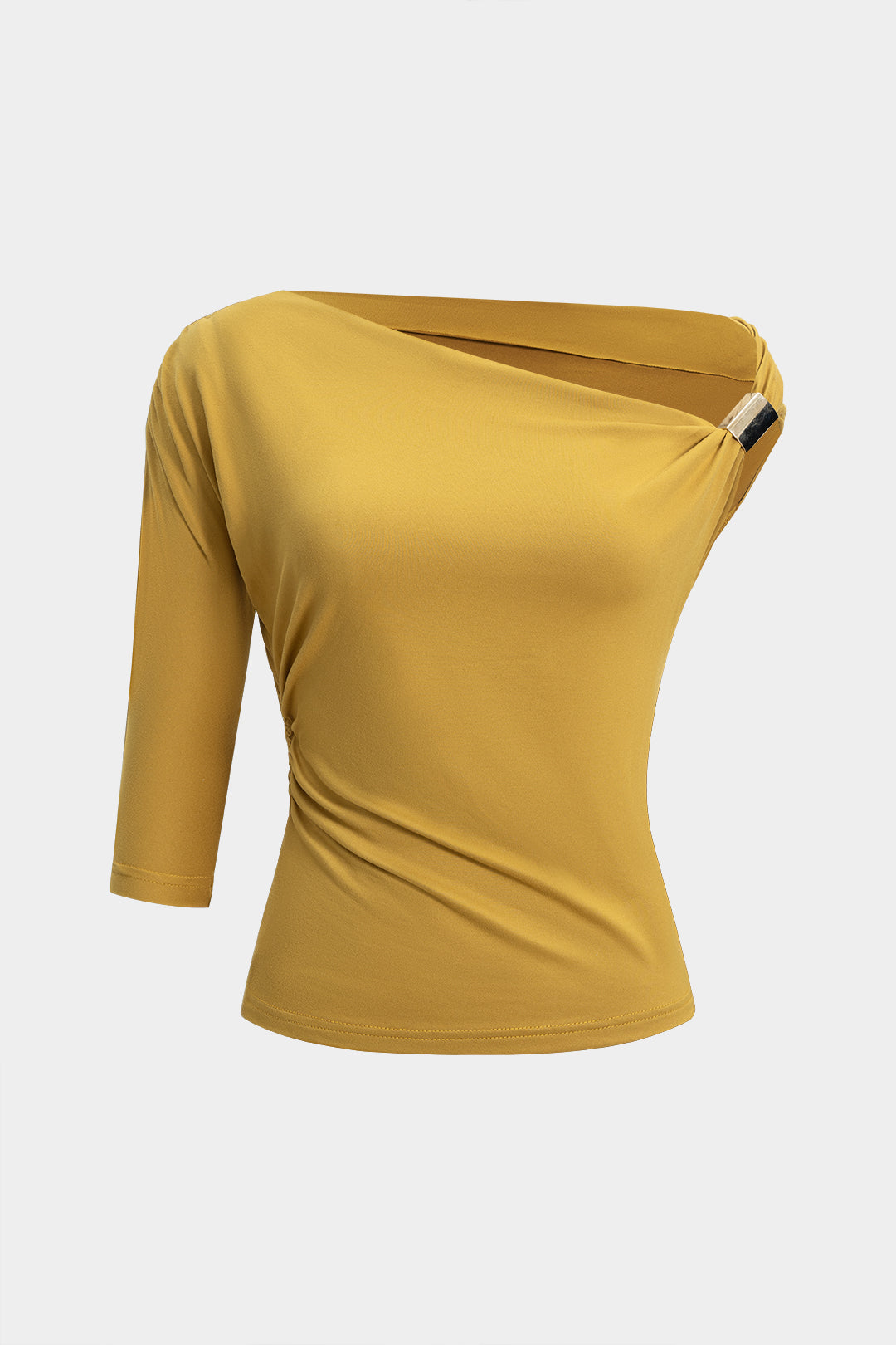 Metallic Asymmetrical Shoulder Short Sleeve T-Shirt