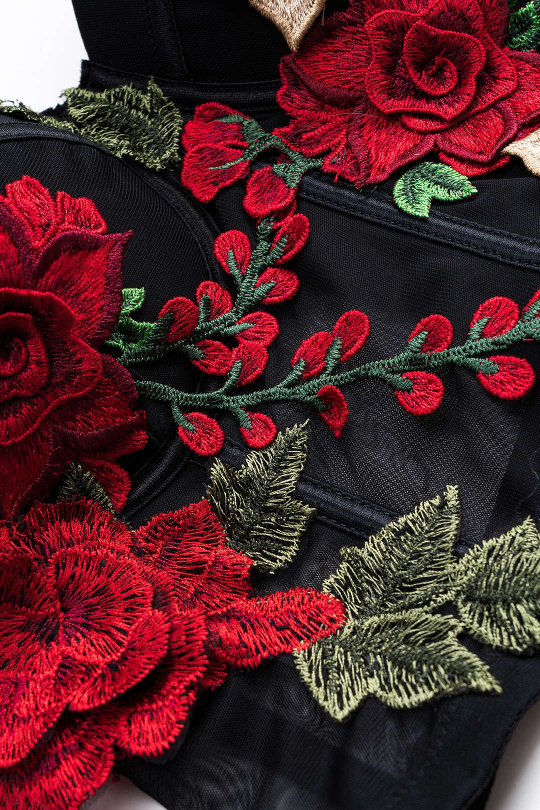 Mesh Sheer Slip Appliques Bustier Cami Top