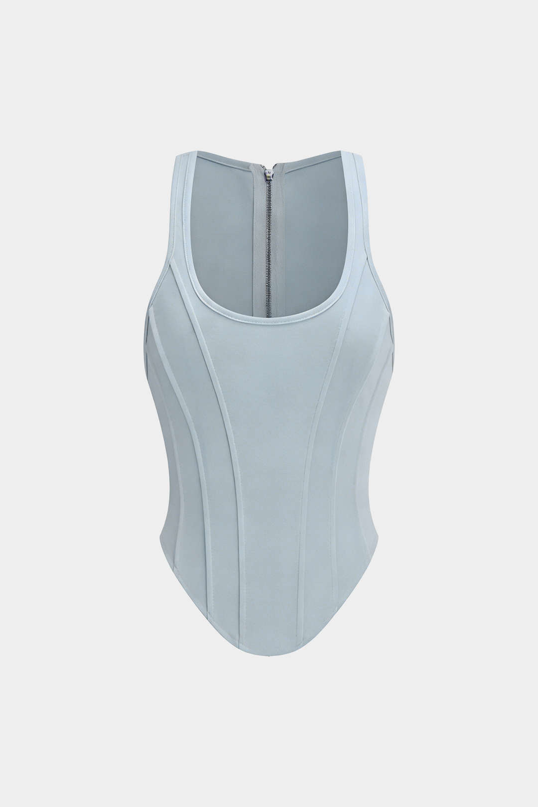 Zipper Tie-Up Corset Waist Tank Top