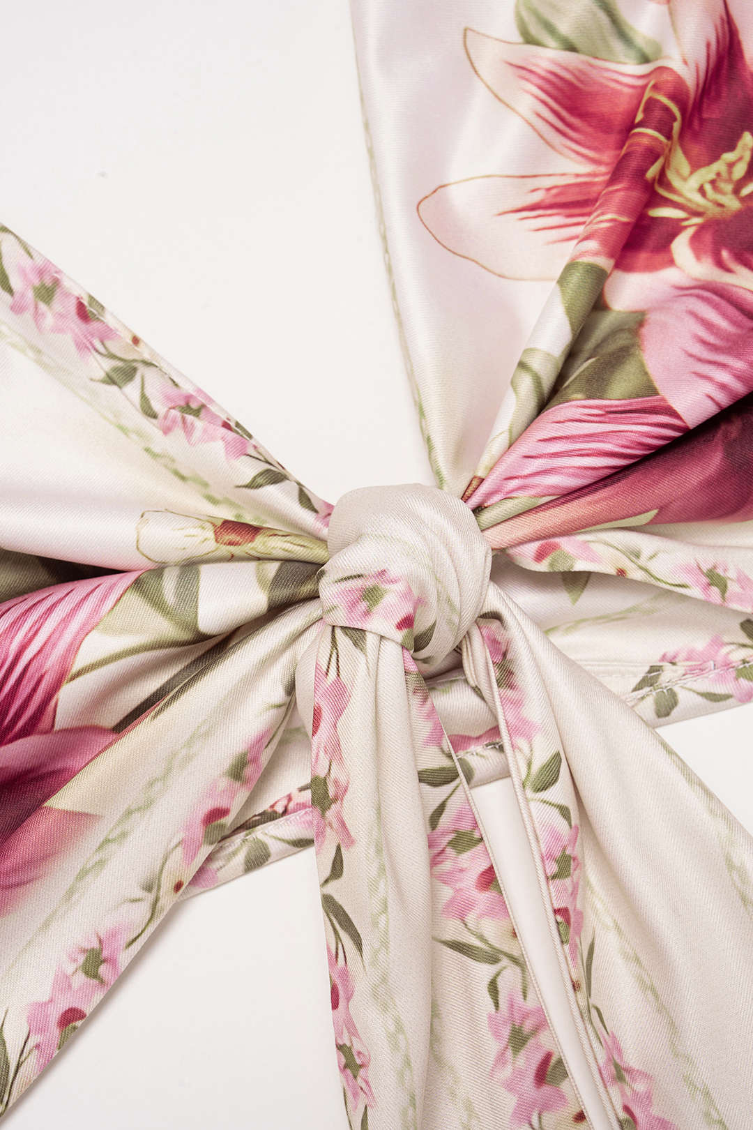 Floral Print Satin Halter Tie-Up Backless Sleeveless Cropped Top