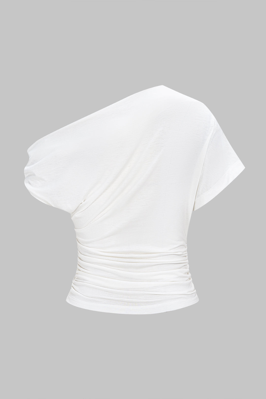 Metallic Decor One Shoulder Ruched Short Sleeve T-Shirt