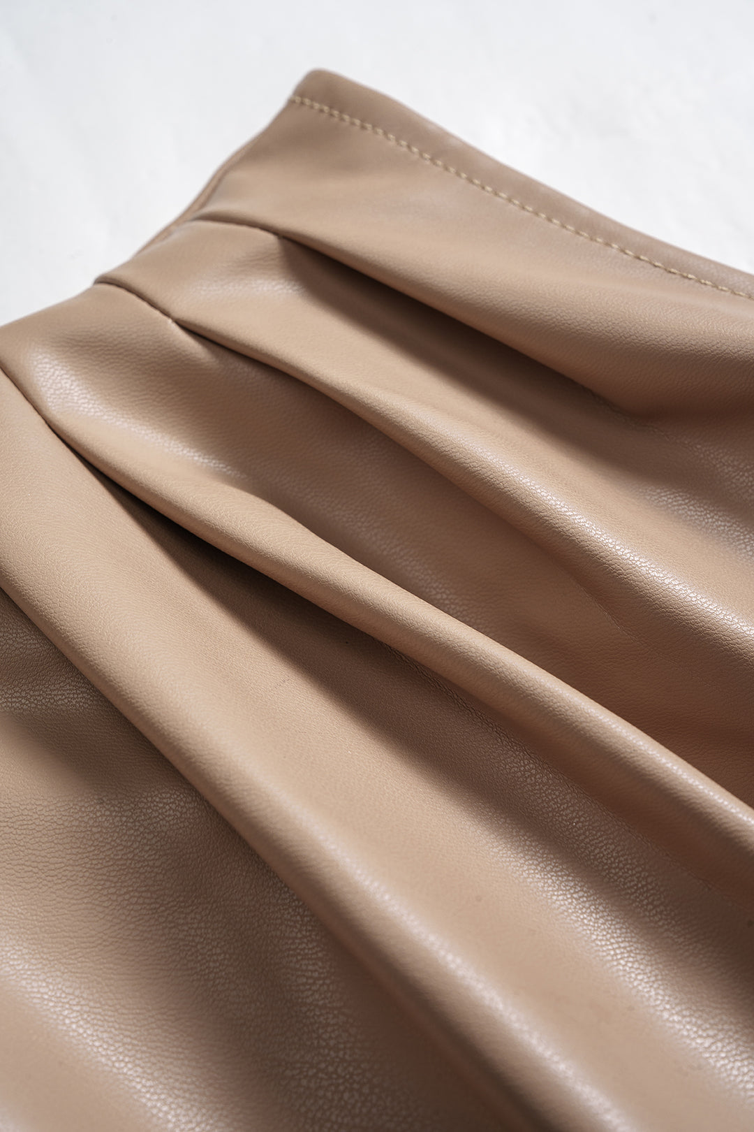 Faux Leather Ruched Pleated Tank Top