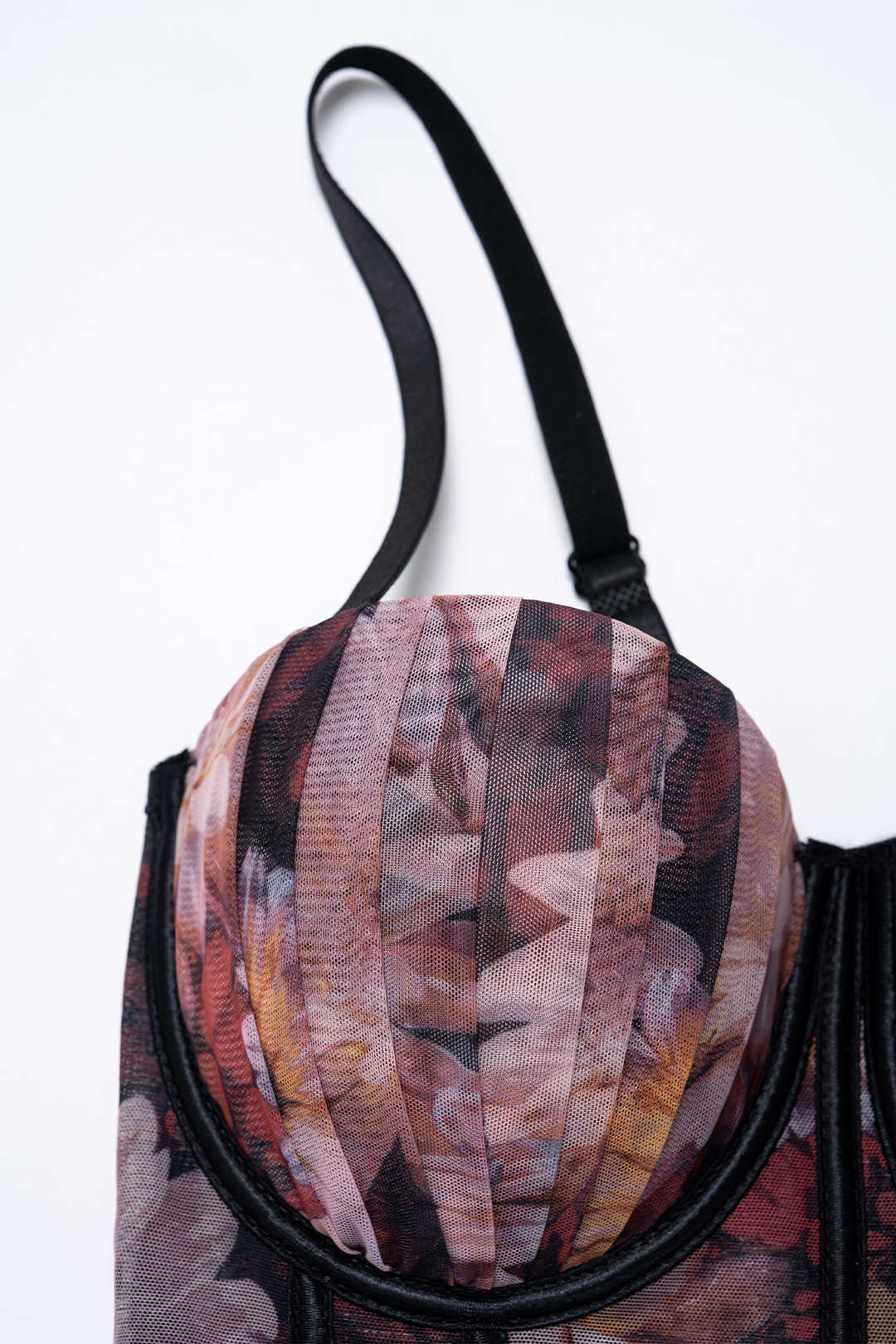 Flral Print Mesh Corset Cami Top