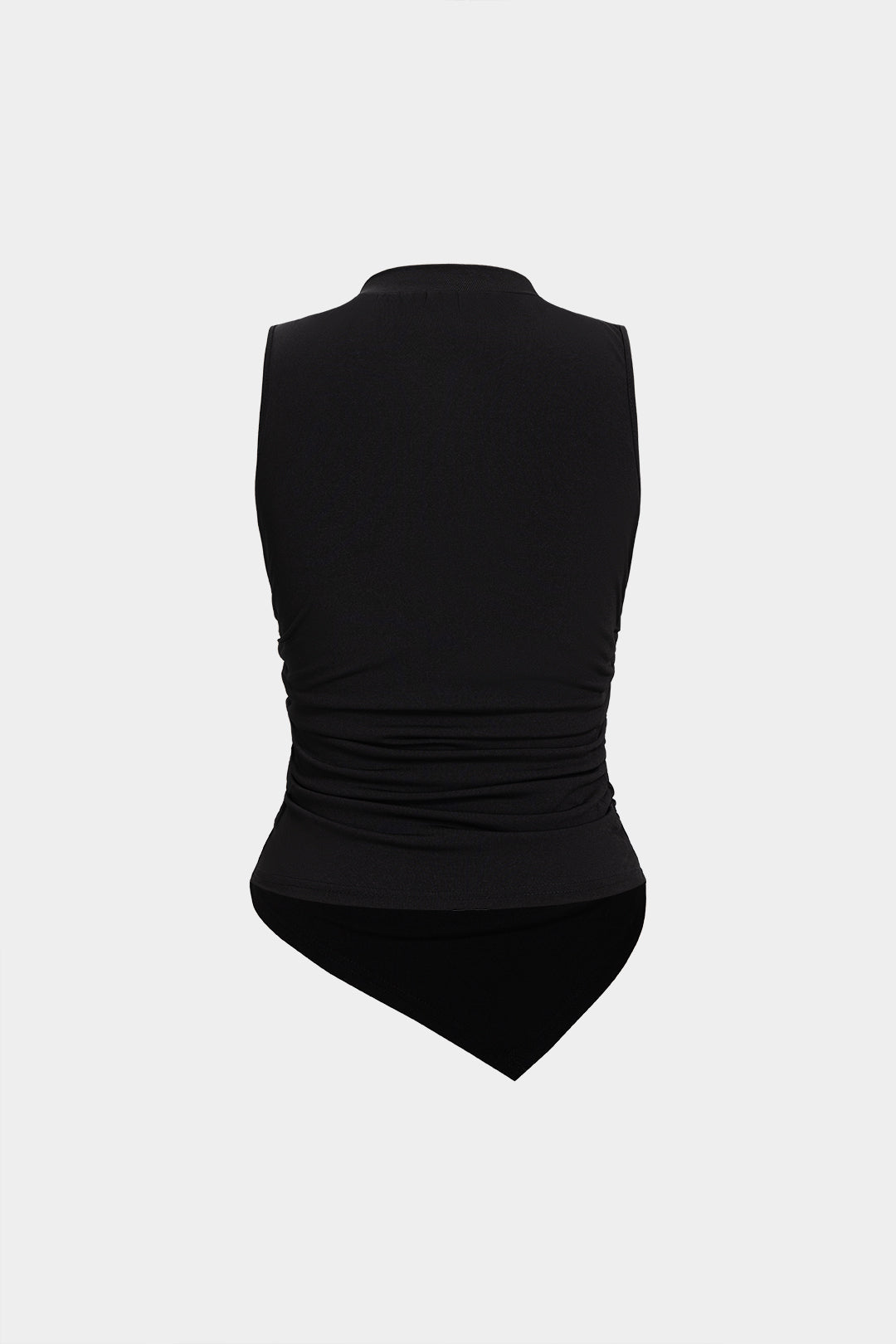 Metallic Button Ruched Asymmetrical Tank Top