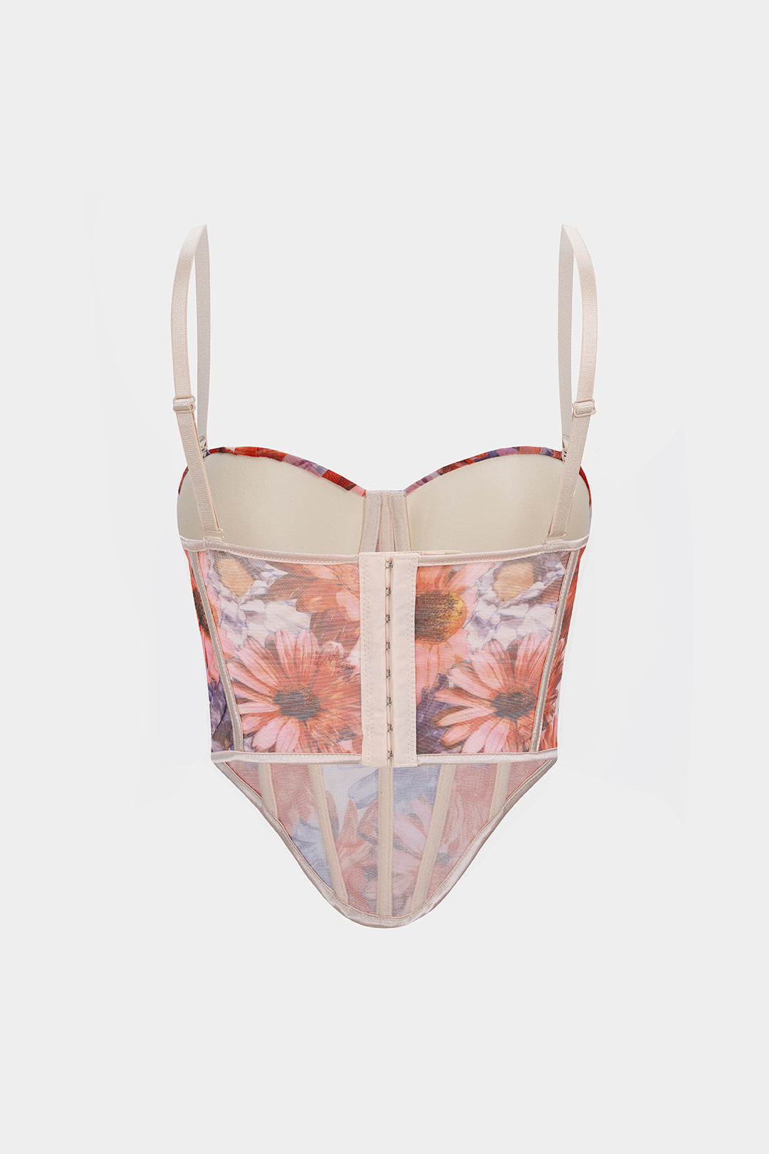 Flral Print Mesh Corset Cami Top