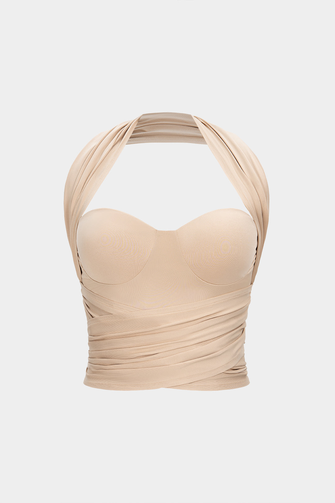 Halter Bustier Crossed Ruched Cami Top