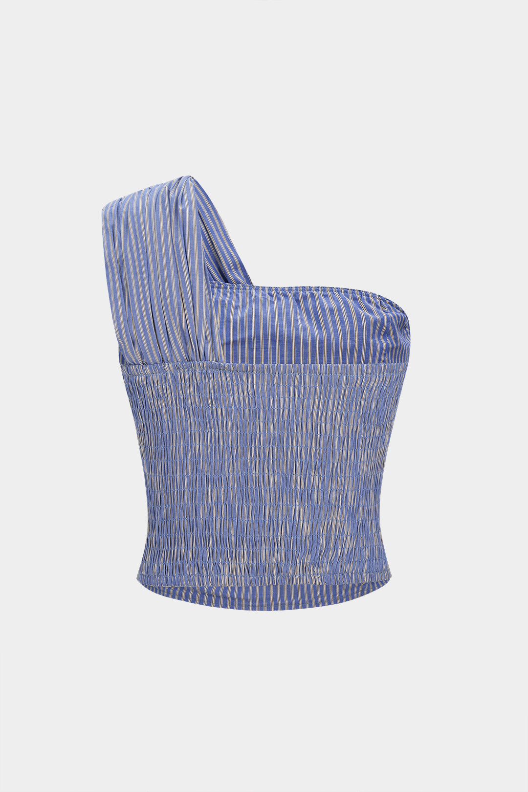 Striped One Shoulder Asymmetrical Ruched Tank Top