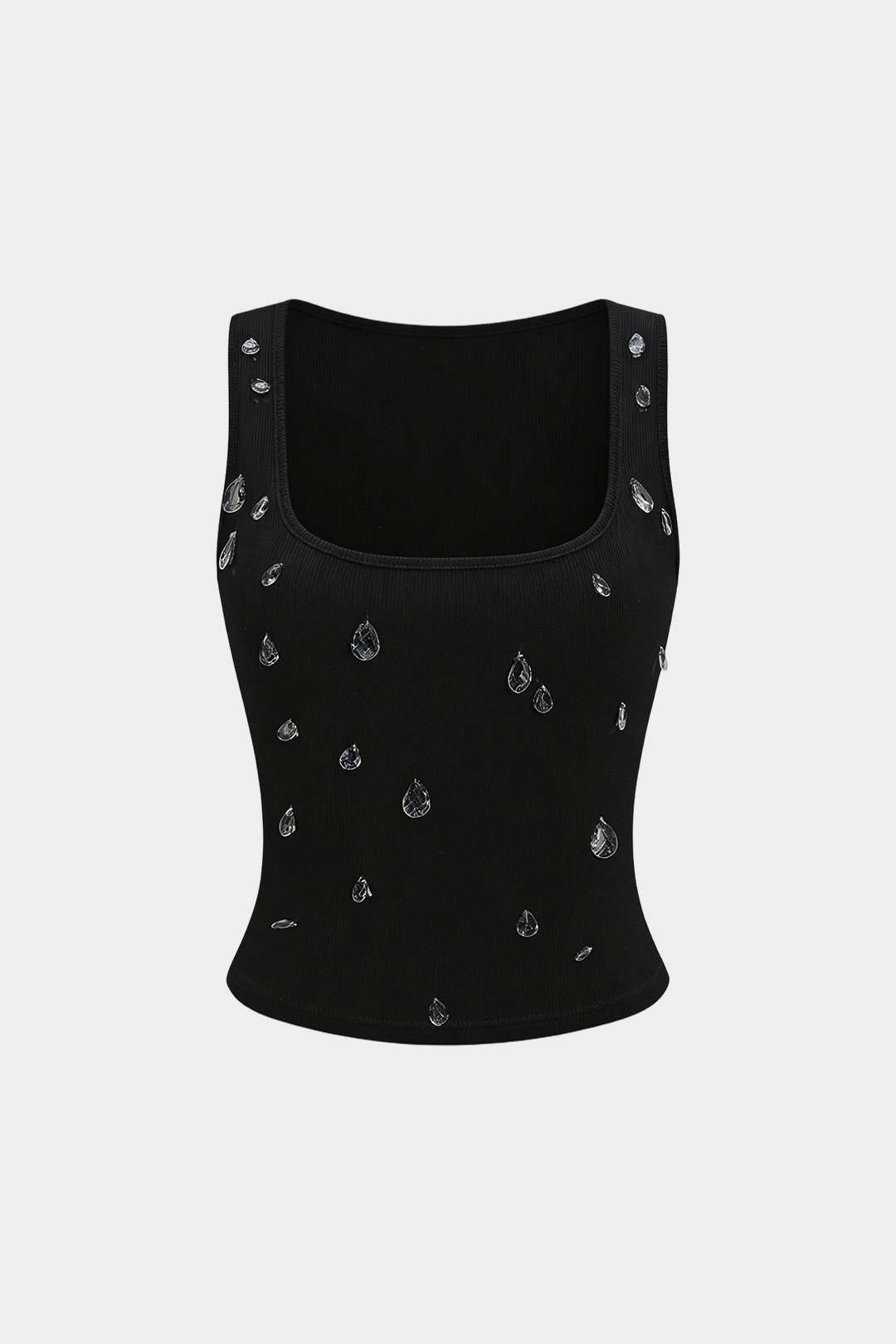 Rhinestone Decor Square Neck Tank Top
