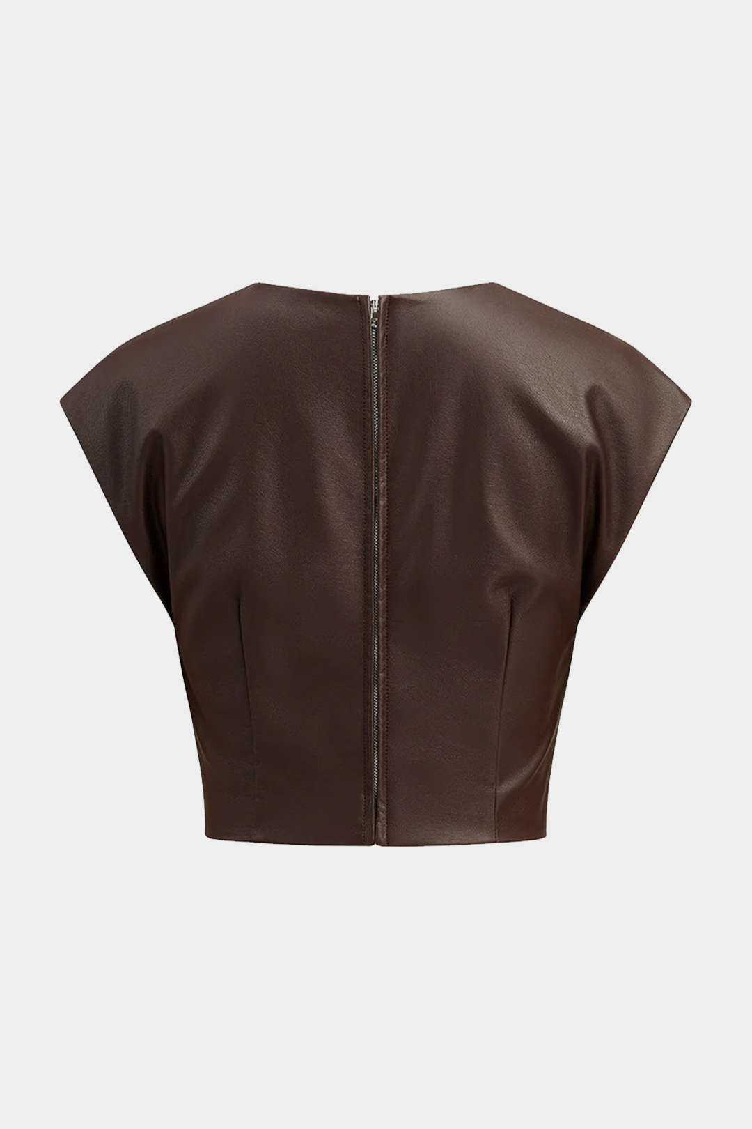 Faux Leather Zipper Twist Knot Tank Top