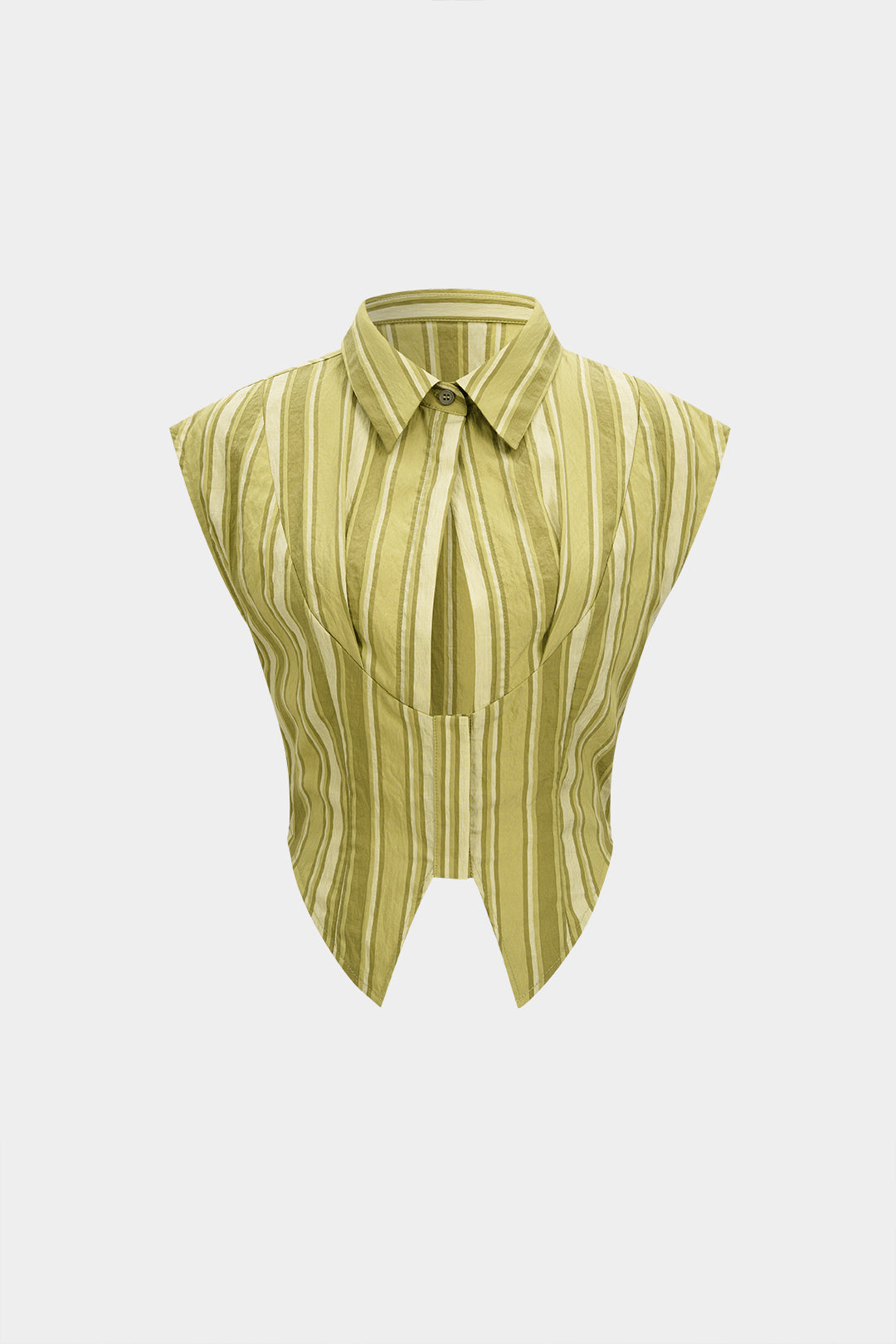 Stripes Print Lapel Cut Out Tank Top