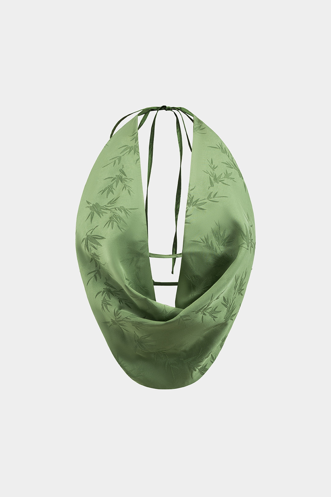 Jacquard Cowl Neck Halter Backless Tie-Up Cami Top