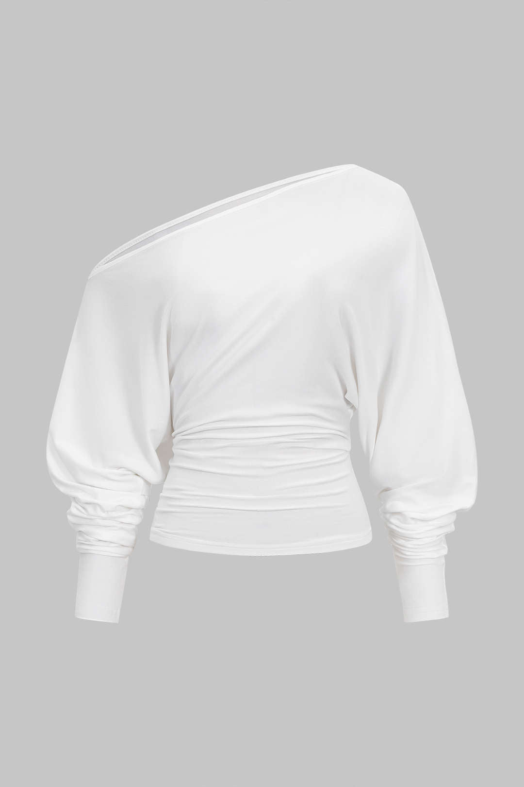 Cut Out One Shoulder Ruched Long Sleeve T-Shirt