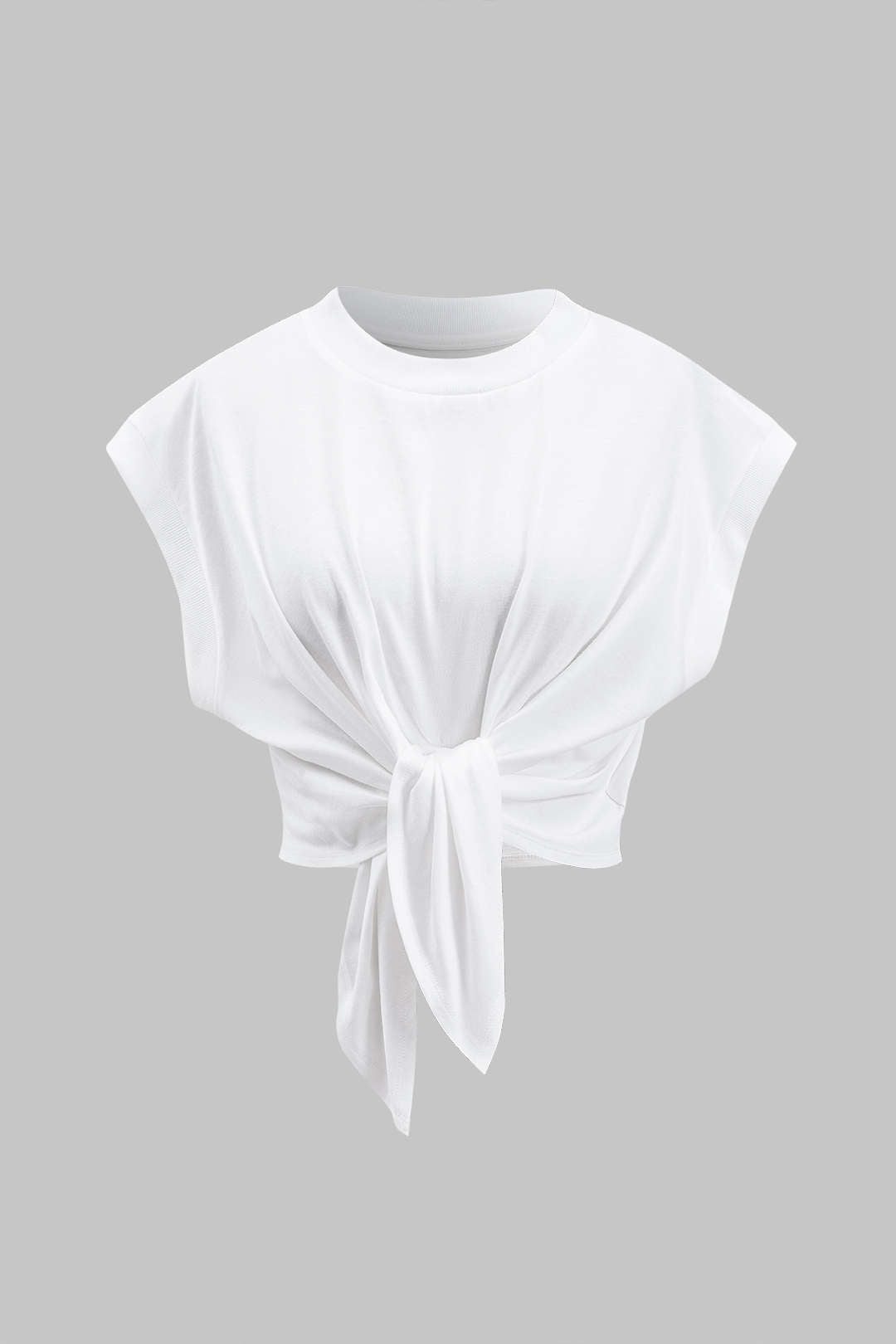 Solid Ruched Tie Front T-Shirt