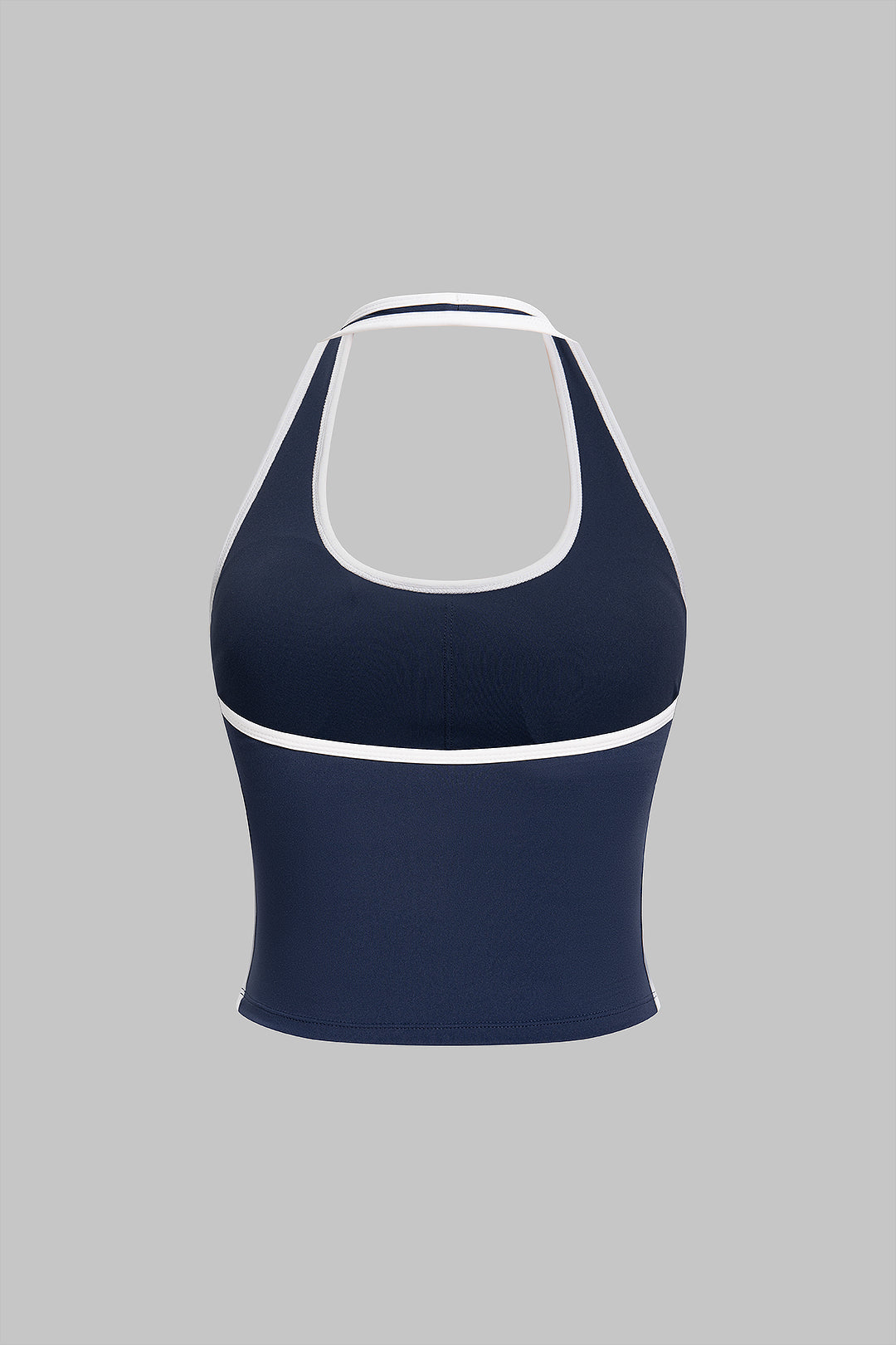 Contrast Binding Halter Neck Tank Top