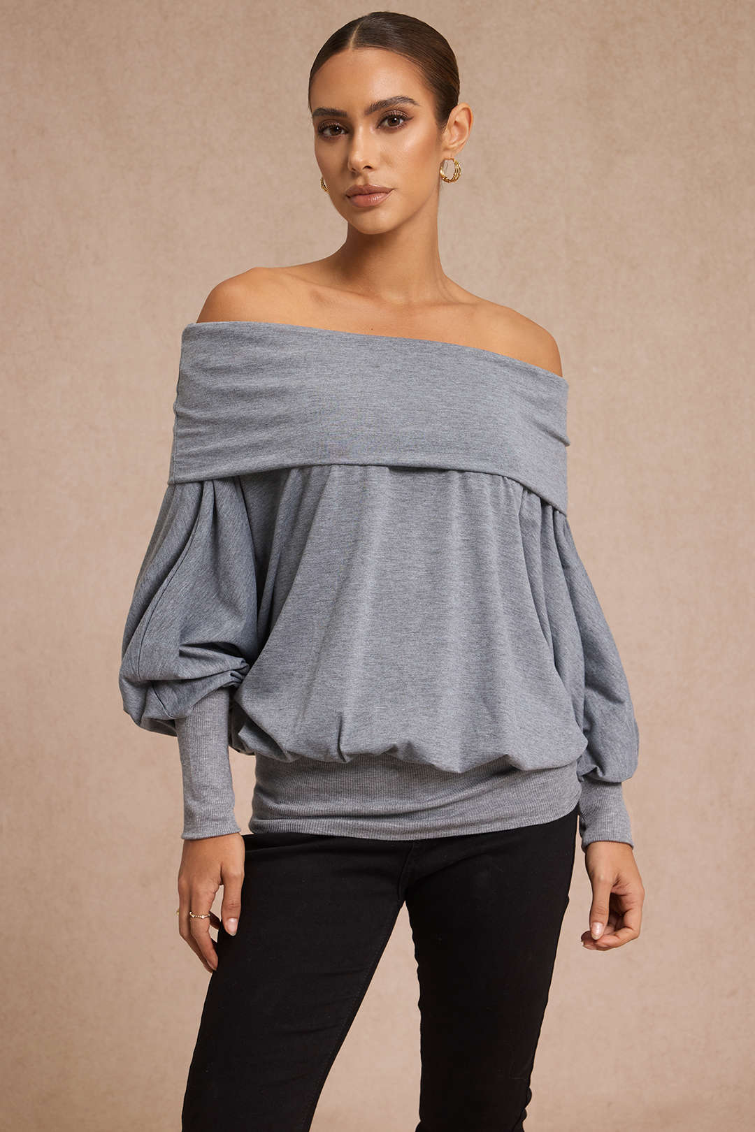 Off Shoulder Batwing Long Sleeve T-Shirt