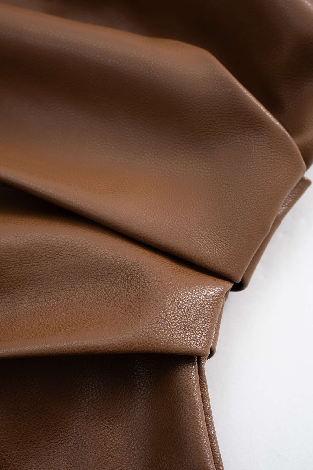 Faux Leather Asymmetrical Shoulder Ruched T-Shirt