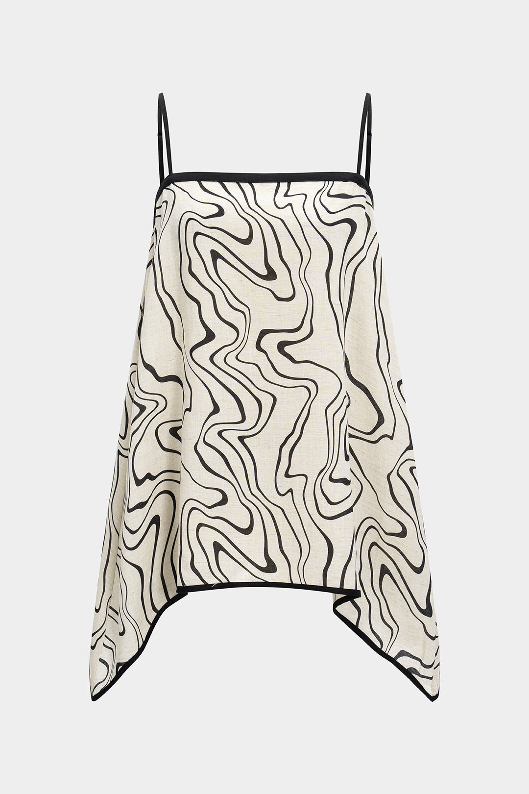 Abstract Print Linen Slip Detail Cami Top