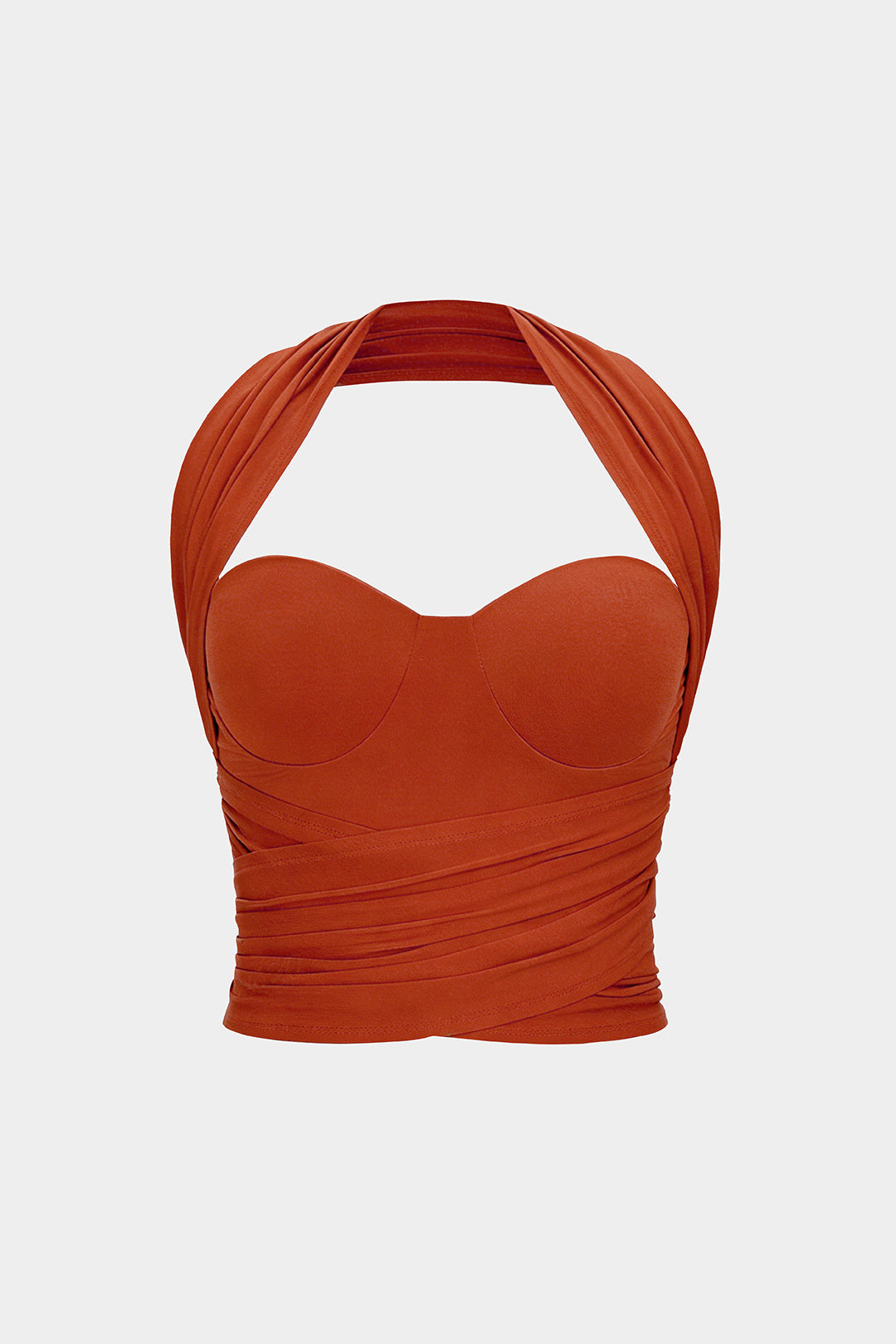 Halter Bustier Crossed Ruched Cami Top