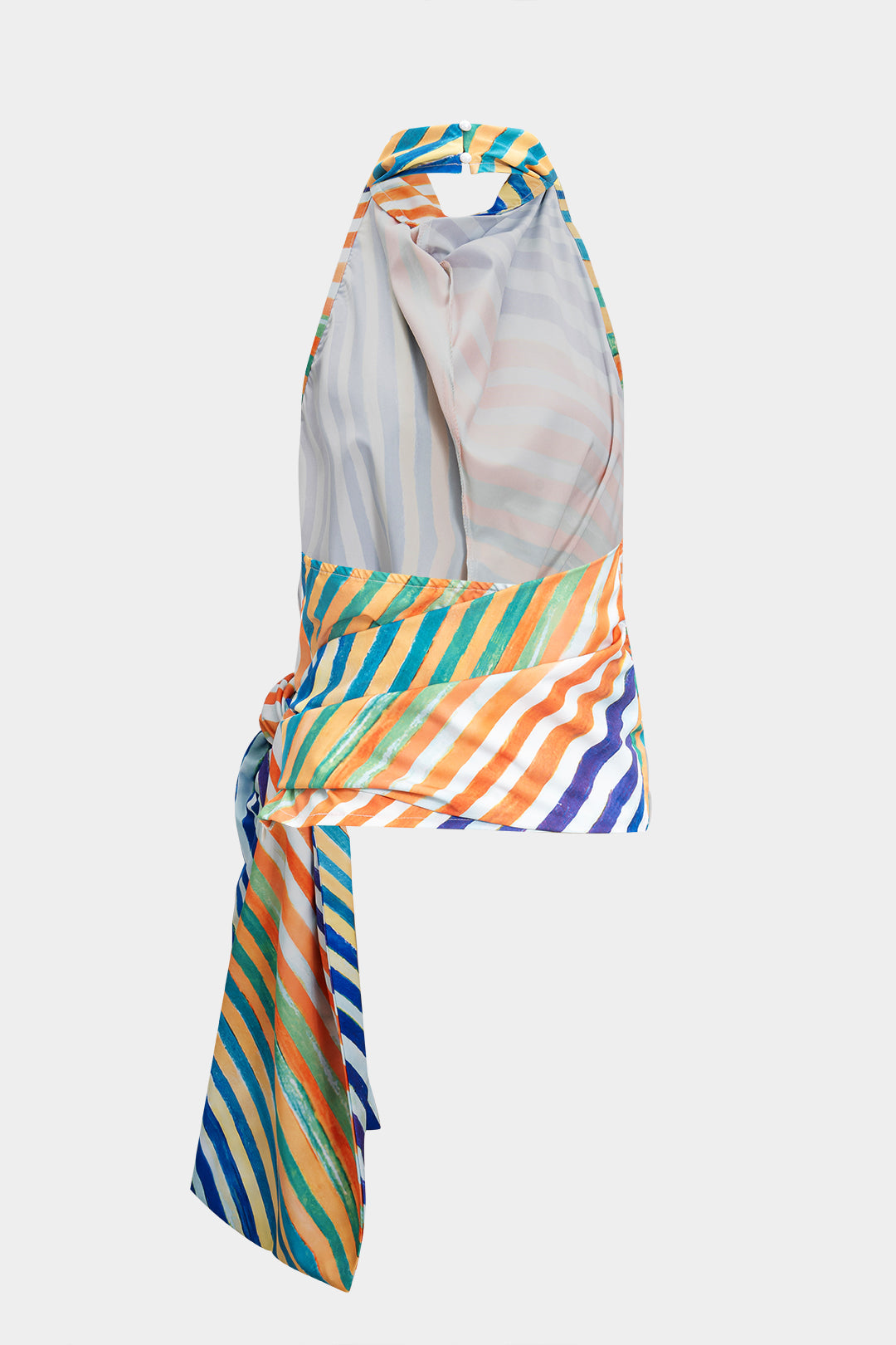 Contrast Stripe Print Tie-Up Tank Top