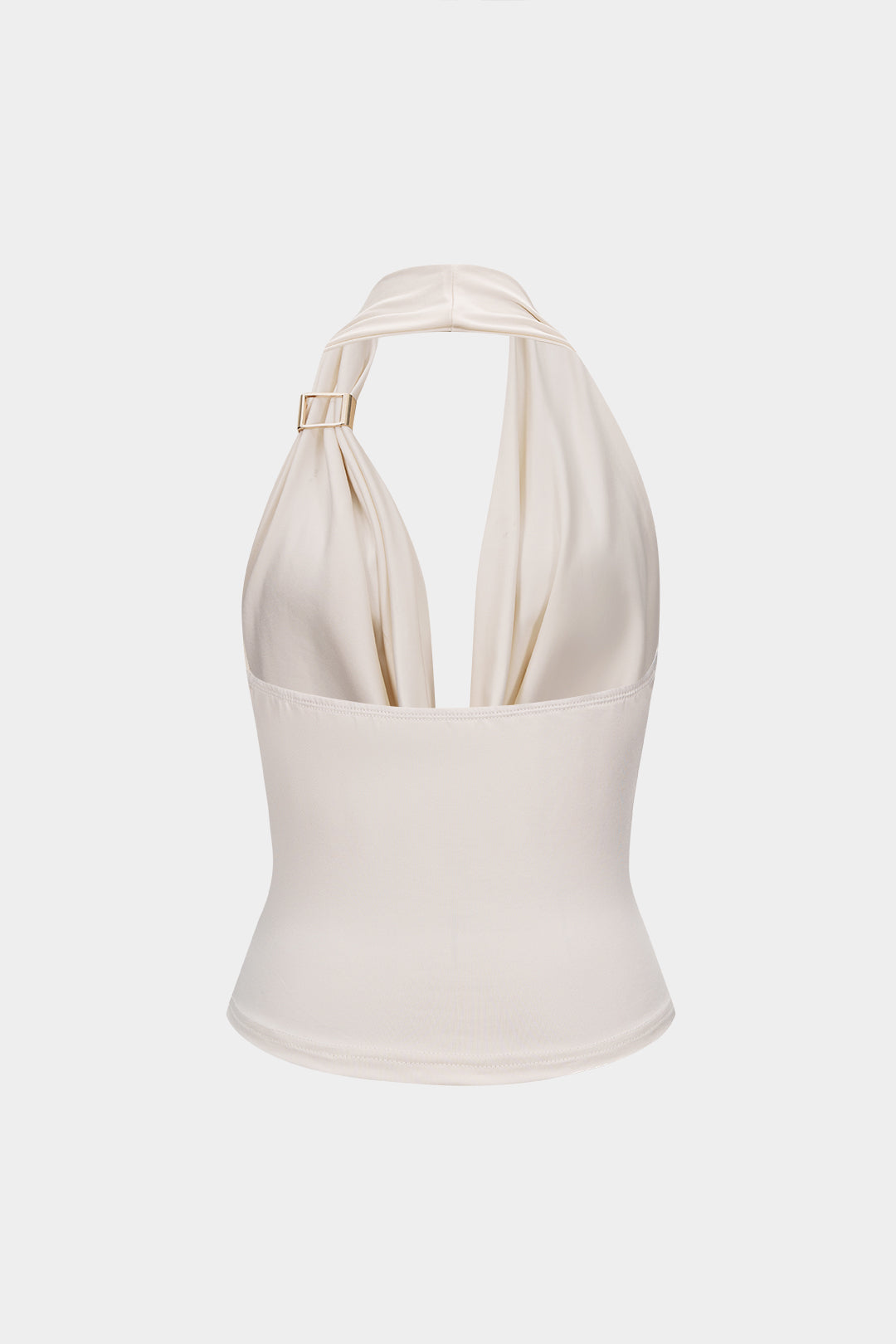 Halter Draped Cowl Neck Metallic Backless Tank Top