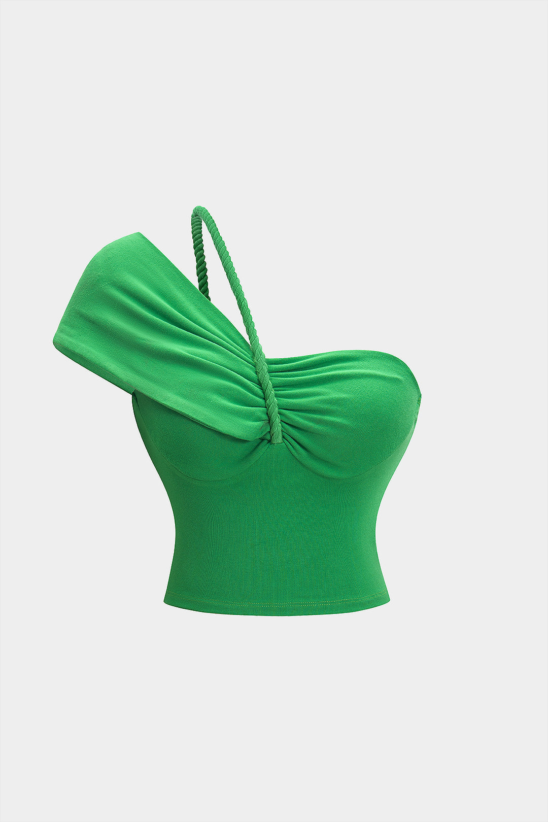 Ruched Braided Asymmetrical Short Sleeve T-Shirt