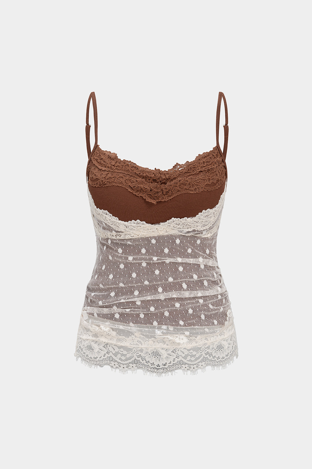 Contrast Polka Dots Lace Cami Top