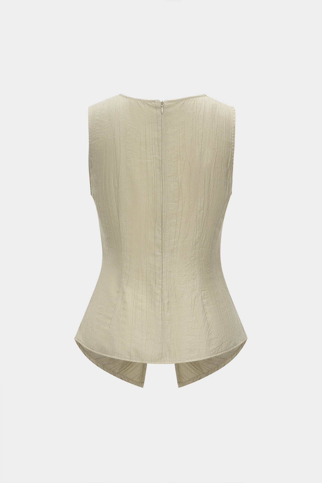 V-Neck Twist Knot Ruched Zipper Tank Top