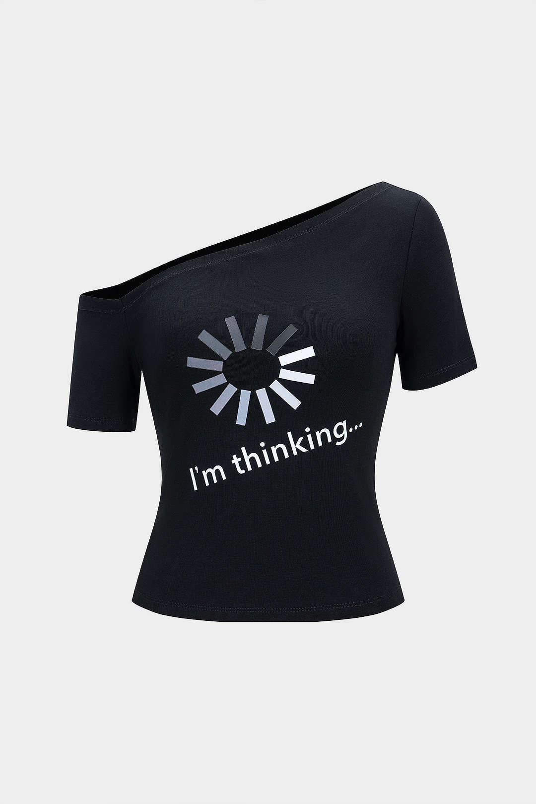 Letter Print One Shoulder Short Sleeve T-Shirt