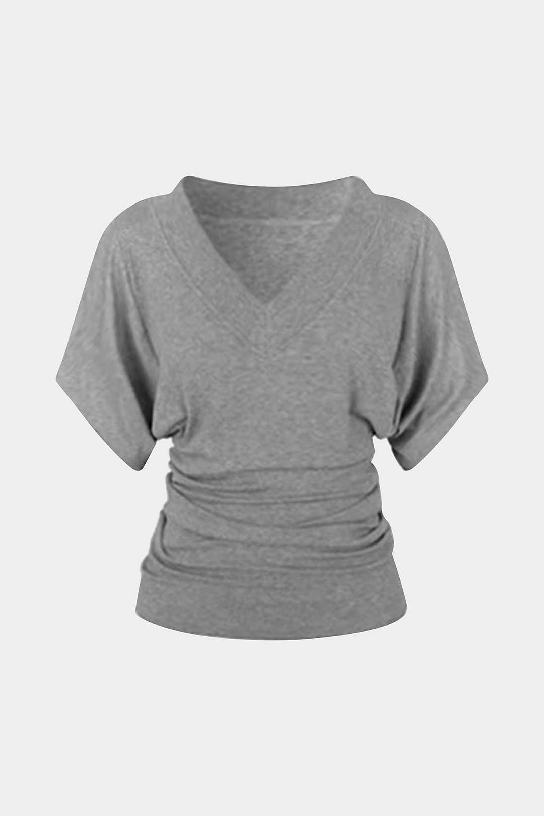 V-Neck Waist-Cinching Ruched T-Shirt