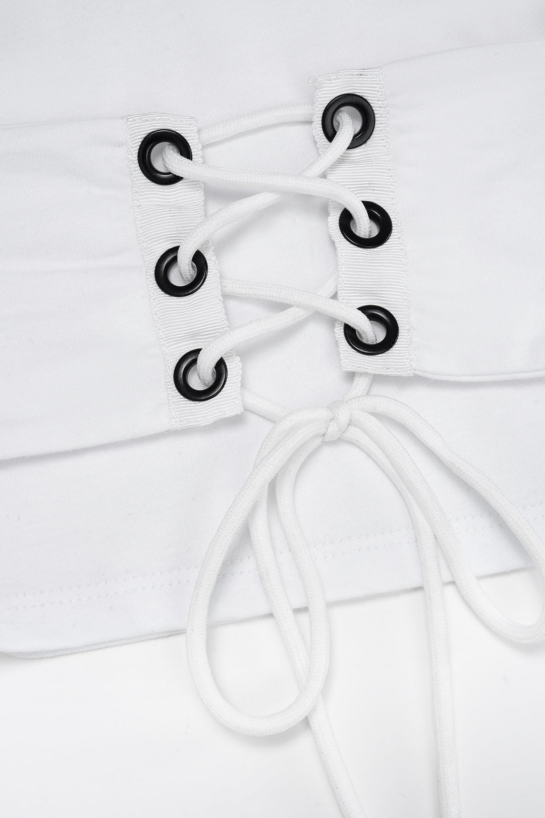 Letter Print Round Neck Tie-Up Short Sleeve T-Shirt